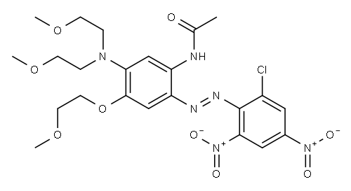 N-[5-[bis(2-methoxyethyl)amino]-2-[(2-chloro-4,6-dinitrophenyl)azo]-4-(2-methoxyethoxy)phenyl]acetamide 구조식 이미지