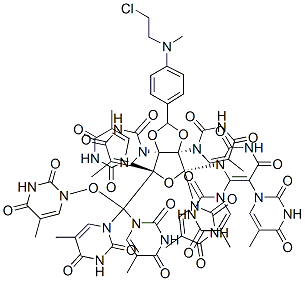 2',3'-O-(4-(N-(2-Chloroethyl)-N-(methylamino))benzylidene)nonathymidyluridine  Structure