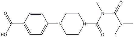 Benzoic acid, 4-(4-((((dimethylamino)carbonyl)methylamino)carbonyl)-1- piperazinyl)-, hydrate (4:1) 구조식 이미지