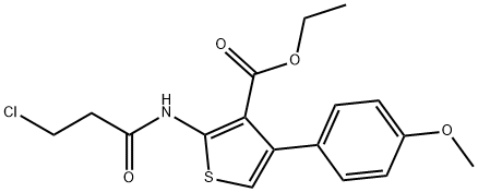 3-THIOPHENECARBOXYLIC ACID, 2-[(3-CHLORO-1-OXOPROPYL)AMINO]-4-(4-METHOXYPHENYL)-, ETHYL ESTER Structure