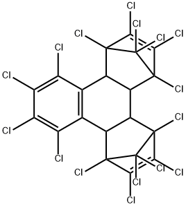 1,2,3,4,5,6,7,8,9,10,11,12,13,13,14,14-hexadecachloro-1,4,4a,4b,5,8,8a,12b-octahydro-1,4:5,8-dimethanotriphenylene Structure