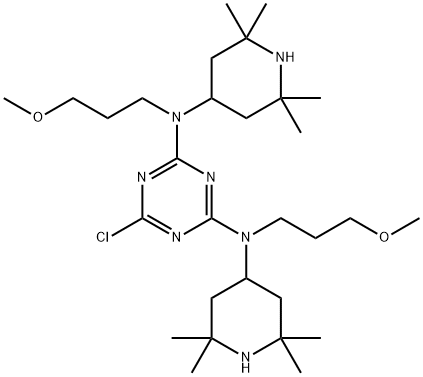6-chloro-N,N'-bis(3-methoxypropyl)-N,N'-bis(2,2,6,6-tetramethyl-4-piperidyl)-1,3,5-triazine-2,4-diamine Structure