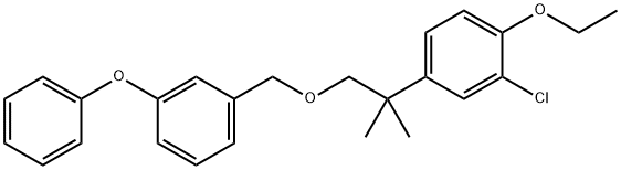 Benzene, 1-((2-(3-chloro-4-ethoxyphenyl)-2-methylpropoxy)methyl)-3-phe noxy- 구조식 이미지