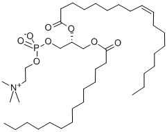 1-TETRADECANOYL-2-[CIS-9-OCTADECENOYL]-SN-GLYCERO-3-PHOSPHOCHOLINE 구조식 이미지