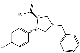 Trans-1-benzyl-4-(4-chlorophenyl)pyrrolidine-3-carboxylic acid-HCl Structure