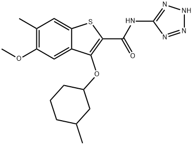 Benzo[b]thiophene-2-carboxaMide, 5-Methoxy-6-Methyl-3-[(3-Methylcyclohexyl)oxy]-N-2H-tetrazol-5-yl- Structure