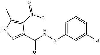 1H-Pyrazole-3-carboxylic acid, 5-methyl-4-nitro-, 2-(3-chlorophenyl)hy drazide Structure