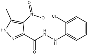 1H-Pyrazole-3-carboxylic acid, 5-methyl-4-nitro-, 2-(2-chlorophenyl)hy drazide Structure