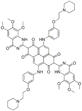 1,3,6,8(2H,7H)-Pyrenetetrone,  2,7-bis(1,4-dihydro-6,7,8-trimethoxy-4-oxo-2-quinazolinyl)-4,9-bis[[3-[2-(1-piperidinyl)ethoxy]phenyl]amino]-  (9CI) 구조식 이미지