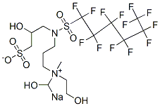 sodio(2-hydroxyethyl)[3-[(2-hydroxy-3-sulphonatopropyl)[(tridecafluorohexyl)sulphonyl]amino]propyl]dimethylammonium hydroxide 구조식 이미지