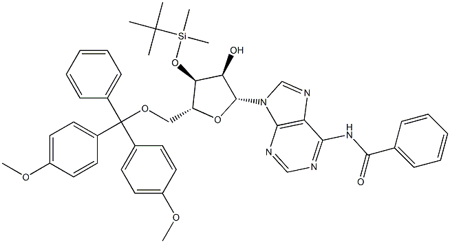 N6-benzoyl-3'-O-t-butyldiMethylsilyl-5'-O-(4,4'-diMethoxytrityl)-adenosine Structure