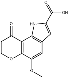 Pyrano(2,3-g)indole-2-carboxylic acid, 1,7,8,9-tetrahydro-5-methoxy-9- oxo- Structure