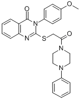 1-(((3,4-Dihydro-3-(4-methoxyphenyl)-4-oxo-2-quinazolinyl)thio)acetyl) -4-phenylpiperazine 구조식 이미지