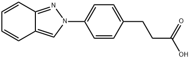 3-(p-(2H-인다졸-2-일)페닐)프로피온산 구조식 이미지
