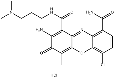 3H-Phenoxazine-1,9-dicarboxamide, 2-amino-6-chloro-N1-(3-(dimethylamin o)propyl)-4-methyl-3-oxo-, monohydrochloride 구조식 이미지