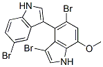 (+)-3',5,5'-Tribromo-7'-methoxy-3,4'-bi[1H-indole] 구조식 이미지
