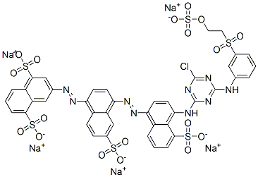 pentasodium 3-[[4-[[4-[[4-chloro-6-[[3-[[2-(sulphonatooxy)ethyl]sulphonyl]phenyl]amino]-1,3,5-triazin-2-yl]amino]-5-sulphonato-1-naphthyl]azo]-6-sulphonato-1-naphthyl]azo]naphthalene-1,5-disulphonate 구조식 이미지