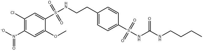 Benzenesulfonamide, N-(2-(4-((((butylamino)carbonyl)amino)sulfonyl)phe nyl)ethyl)-5-chloro-2-methoxy-4-nitro- 구조식 이미지