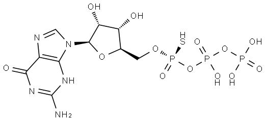 GUANOSINE-5'-O-(1-THIOTRIPHOSPHATE), RP-ISOMER SODIUM SALT Structure