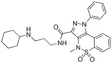 3-[3-(Cyclohexylamino)propylaminocarbonyl]-1,4-dihydro-4-methyl-1-phenylpyrazolo[4,3-c][1,2]benzothiazine-5,5-dioxide 구조식 이미지