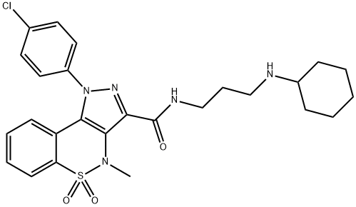 1-(p-Chlorophenyl)-3-[3-(cyclohexylamino)propylaminocarbonyl]-4-methyl-1,4-dihydropyrazolo[4,3-c][1,2]benzothiazine 5,5-dioxide 구조식 이미지