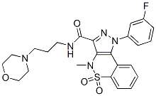 1-(m-Fluorophenyl)-1,4-dihydro-4-methyl-3-(3-morpholinopropylaminocarbonyl)pyrazolo[4,3-c][1,2]benzothiazine 5,5-dioxide 구조식 이미지