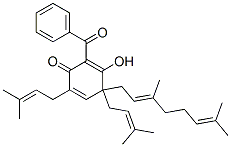 2,5-Cyclohexadien-1-one, 2-benzoyl-4-(3,7-dimethyl-2,6-octadienyl)-3-h ydroxy-4,6-bis(3-methyl-2-butenyl)- Structure