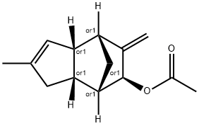 (3aalpha,4alpha,6alpha,7alpha,7aalpha)-3a,4,5,6,7,7a-hexahydro-2-methyl-5-methylene-4,7-methano-1H-inden-6-yl acetate 구조식 이미지