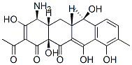 1,12(4H,5H)-Naphthacenedione, 2-acetyl-4-amino-4a,5a,6,12a-tetrahydro- 3,6,10,11,12a-pentahydroxy-6,9-dimethyl-, (4S-(4alpha,4aalpha,5aalpha, 6beta,12aalpha))- 구조식 이미지