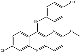 7-CHLORO-10-(4-HYDROXYANILINO)-2-METHOXY BENZO(B)-1,5-NAPHTHY RIDINE 구조식 이미지