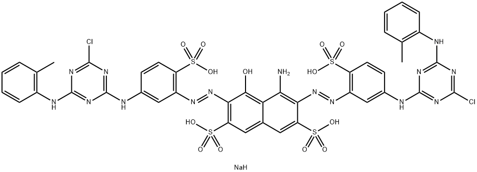 tetrasodium 4-amino-3,6-bis[[5-[[4-chloro-6-[(o-tolyl)amino]-1,3,5-triazin-2-yl]amino]-2-sulphonatophenyl]azo]-5-hydroxynaphthalene-2,7-disulphonate 구조식 이미지