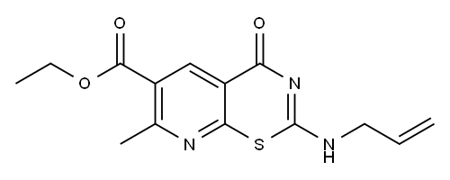 4H-피리도(3,2-e)-1,3-티아진-6-카르복실산,7-메틸-4-옥소-2-(2-프로페닐아미노)-,에틸에스테르 구조식 이미지