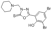 1,3,4-Oxadiazole-2(3H)-thione, 5-(3,5-dibromo-2-hydroxyphenyl)-3-(1-pi peridinylmethyl)- Structure