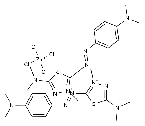 bis[5-(dimethylamino)-2-[[4-(dimethylamino)phenyl]azo]-3-methyl-1,3,4-thiadiazolium] tetrachlorozincate(2-) 구조식 이미지