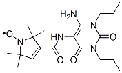 1H-Pyrrol-1-yloxy,  3-[[(6-amino-1,2,3,4-tetrahydro-2,4-dioxo-1,3-dipropyl-5-pyrimidinyl)amino]carbonyl]-2,5-dihydro-2,2,5,5-tetramethyl-  (9CI) 구조식 이미지