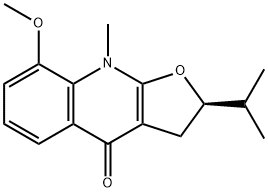 [2R,(-)]-3,9-Dihydro-8-methoxy-9-methyl-2-isopropylfuro[2,3-b]quinoline-4(2H)-one Structure