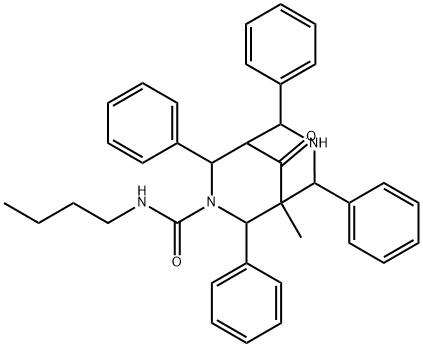 N-butyl-1-methyl-9-oxo-2,4,6,8-tetraphenyl-3,7-diazabicyclo[3.3.1]nona ne-7-carboxamide 구조식 이미지