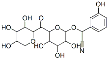 2-(3-hydroxyphenyl)-2-[3,4,5-trihydroxy-6-[(3,4,5-trihydroxyoxan-2-yl) oxymethyl]oxan-2-yl]oxy-acetonitrile 구조식 이미지