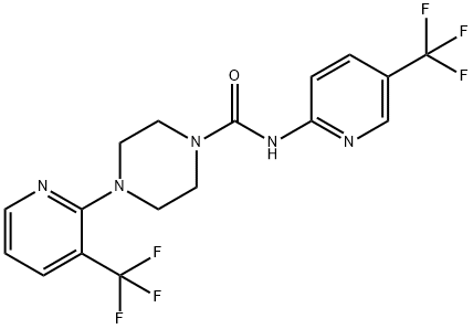 4-[3-(Trifluoromethyl)-2-pyridinyl]-N-[5-(trifluoromethyl)-2-pyridinyl]-1-piperazinecarboxamide 구조식 이미지