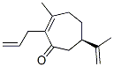 2-Cyclohepten-1-one,3-methyl-6-(1-methylethenyl)-2-(2-propenyl)-,(6R)-(9CI) 구조식 이미지