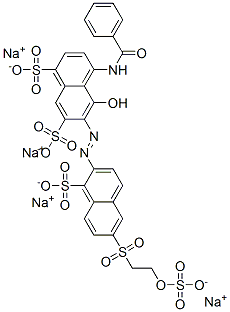 tetrasodium 4-(benzoylamino)-5-hydroxy-6-[[1-sulphonato-6-[[2-(sulphonatooxy)ethyl]sulphonyl]-2-naphthyl]azo]naphthalene-1,7-disulphonate 구조식 이미지