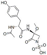 (3R)-3-[[(R)-2-Acetylamino-3-(4-hydroxyphenyl)-1-oxopropyl]amino]-3-methoxy-2-oxo-1-azetidinesulfonic acid 구조식 이미지