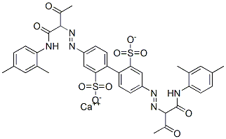 calcium 4,4'-bis[[1-[[(2,4-dimethylphenyl)amino]carbonyl]-2-oxopropyl]azo][1,1'-biphenyl]-2,2'-disulphonate 구조식 이미지