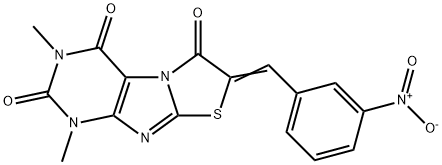 Thiazolo[2,3-f]purine-2,4,6(1H,3H,7H)-trione,  1,3-dimethyl-7-[(3-nitrophenyl)methylene]- Structure