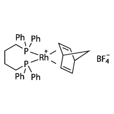 (BICYCLO[2.2.1]HEPTA-2,5-DIENE)[1,4-BIS(DIPHENYLPHOSPHINO)BUTANE]RHODIUM(I) TETRAFLUOROBORATE Structure