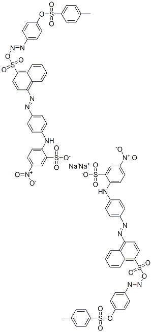 disodium 1-[[4-[[(4-methylphenyl)sulphonyl]oxy]phenyl]azo]-4-[[4-[(4-nitro-2-sulphonatophenyl)amino]phenyl]azo]naphthalenesulphonate  Structure