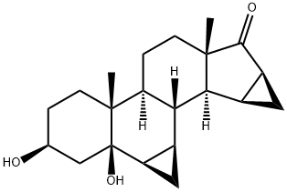 3b,5-Dihydroxy-6b,7b:15b,16b-dimethylene-5b-androstan-17-one 구조식 이미지