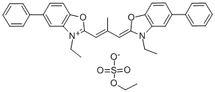 5-PHENYL-3-ETHYL-2-(2-METHYL-3-(5-PHENYL-3-ETHYL-2,3-DIHYDRO-BENZOXAZOL-2-YLIDENE)-1-PROPENYL)-BENZOXAZOLIUM ETHYLSULFATE Structure