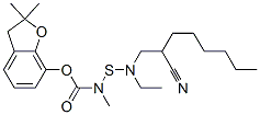 (2,2-dimethyl-3H-benzofuran-7-yl) N-(2-cyanoethyl-octyl-amino)sulfanyl -N-methyl-carbamate Structure