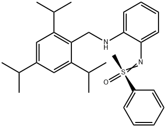 (S)-N-[2-(2,4,6-트리이소프로필벤질아미노)페닐]-S-메틸-S-페닐술폭시민 구조식 이미지